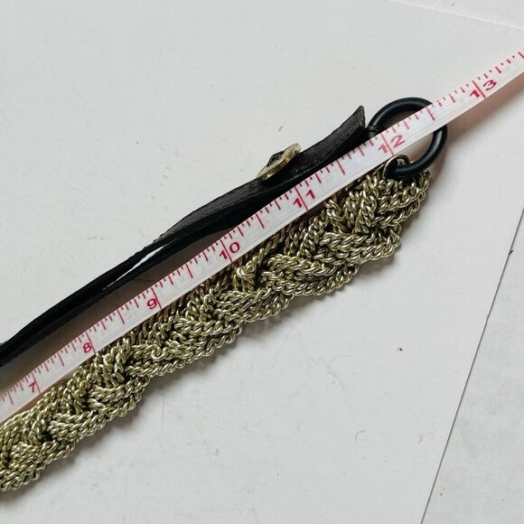 Fossil Silver Tone Necklace Braided Chunky Chain Leather Cord Closure Boho - Picture 7 of 8